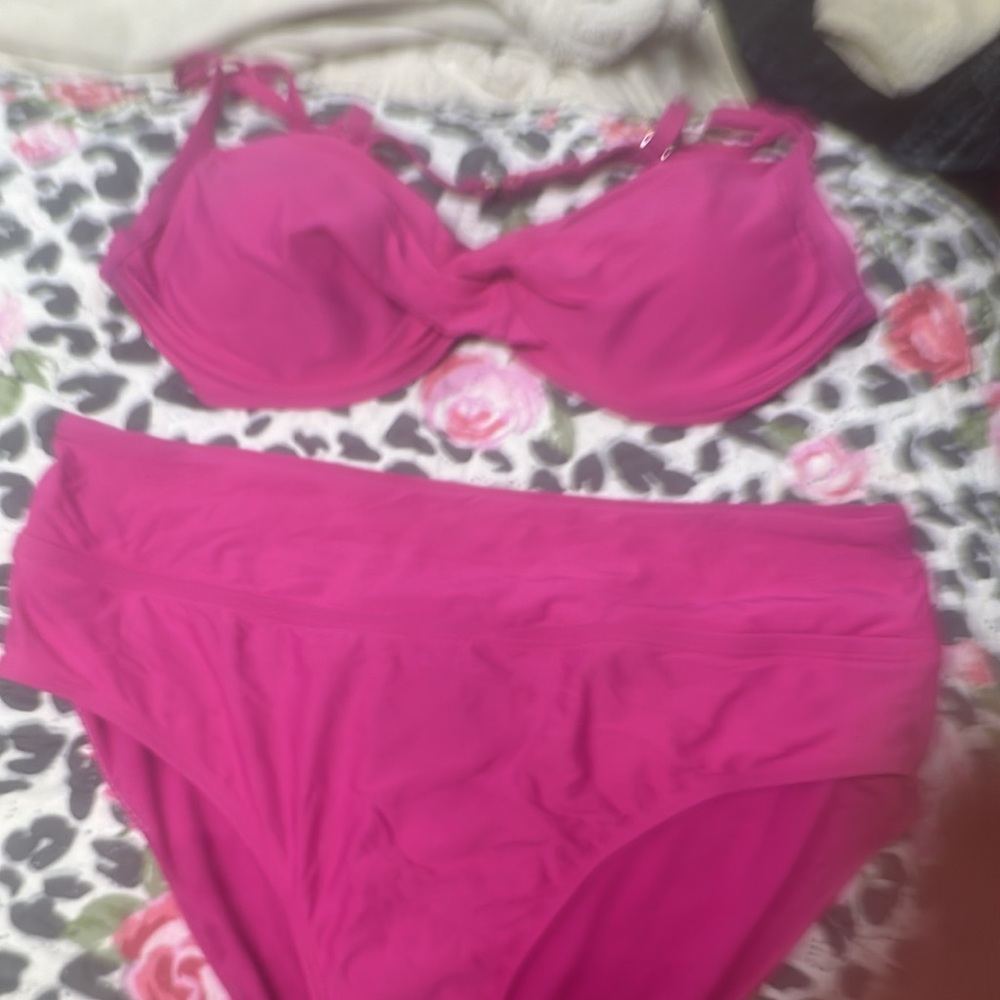 Pink high waisted swimsuit